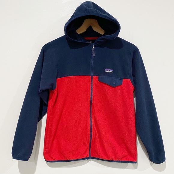 PATAGONIA Kids' Micro D Snap-T Fleece Jacket Size Large 12 Red Blue - Picture 10 of 10